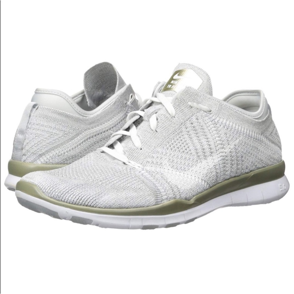 Nike free flyknits: metallic fabric, 8 missing insoles